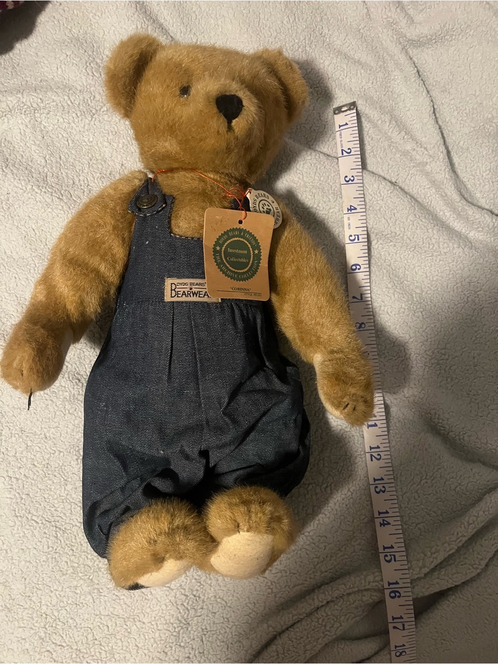 Boyd’s Bear in Denim Overalls - Navy Blue